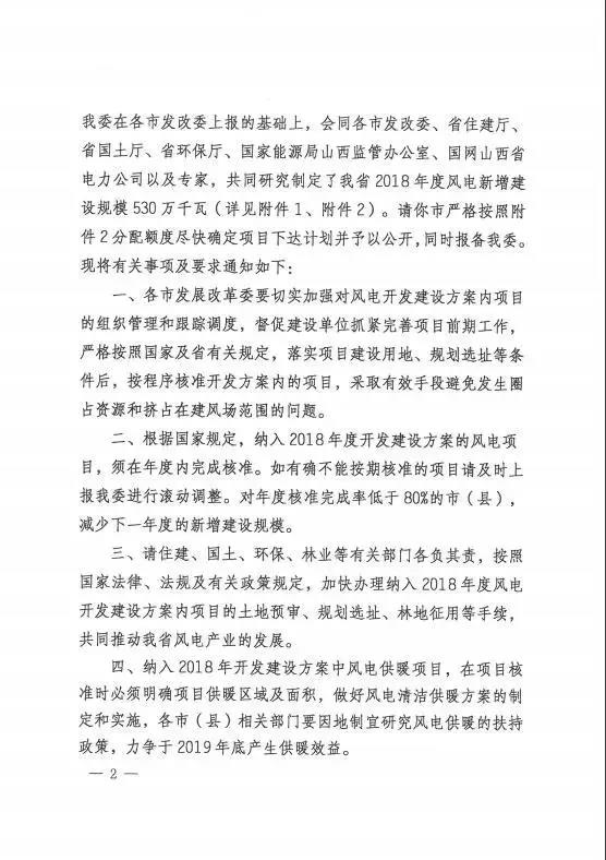 96個項目！山西省正式印發(fā)2018年度風(fēng)電開發(fā)建設(shè)方案