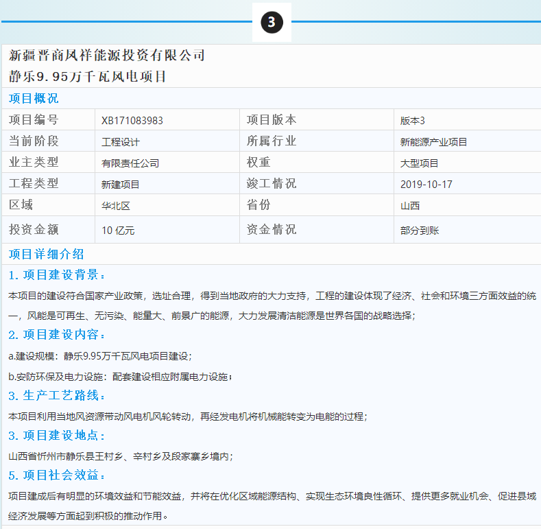 3個風(fēng)電優(yōu)質(zhì)項目建設(shè)情況一覽